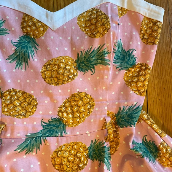 Collectif Pink Pineapple Dress Size Small - Picture 4 of 4